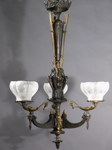 3-Light Neo-Grec Allegorical Star Fellows & Company Chandelier